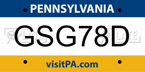 GSG78D Pennsylvania License Plate