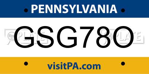 GSG78O Pennsylvania License Plate