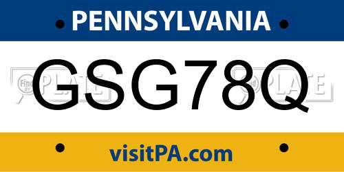 GSG78Q Pennsylvania License Plate