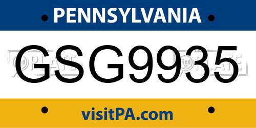 GSG9935 Pennsylvania License Plate