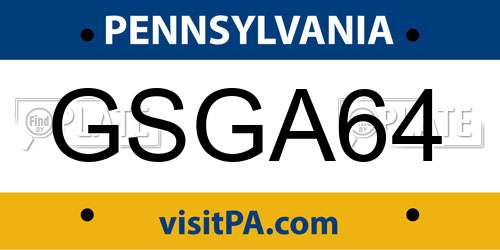 GSGA64 Pennsylvania License Plate