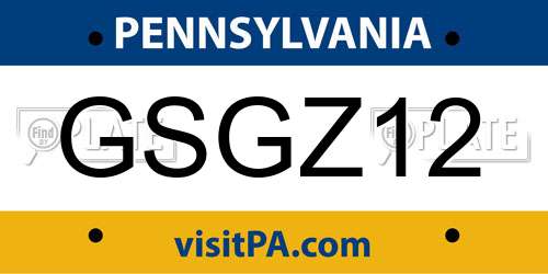 GSGZ12 Pennsylvania License Plate