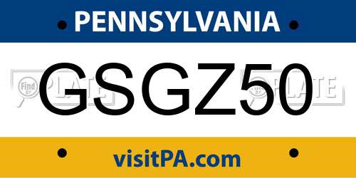 GSGZ50 Pennsylvania License Plate