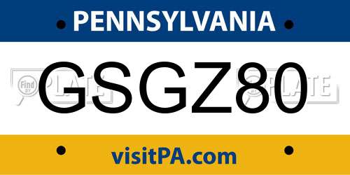 GSGZ80 Pennsylvania License Plate