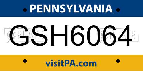 GSH6064 Pennsylvania License Plate