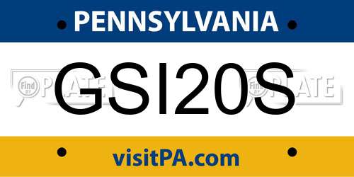 GSI20S Pennsylvania License Plate