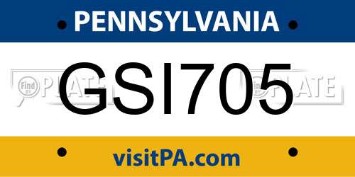 GSI705 Pennsylvania License Plate