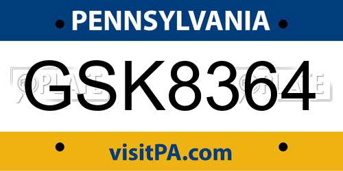 GSK8364 Pennsylvania License Plate