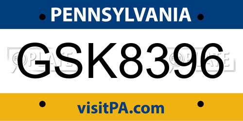 GSK8396 Pennsylvania License Plate