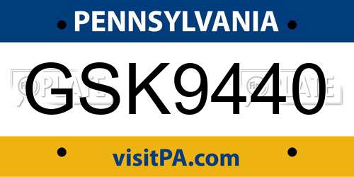 GSK9440 Pennsylvania License Plate