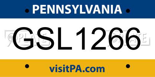 GSL1266 Pennsylvania License Plate
