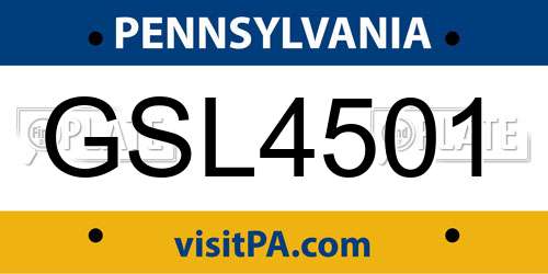 GSL4501 Pennsylvania License Plate