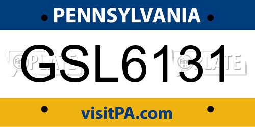 GSL6131 Pennsylvania License Plate