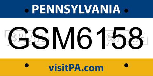 GSM6158 Pennsylvania License Plate