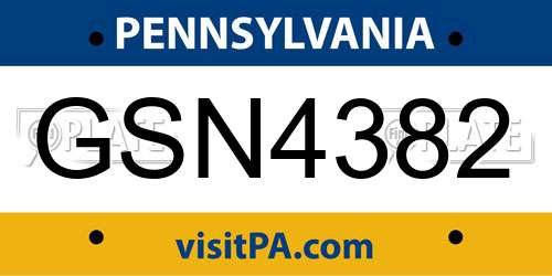 GSN4382 Pennsylvania License Plate