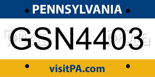 GSN4403 Pennsylvania License Plate