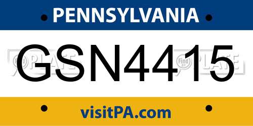 GSN4415 Pennsylvania License Plate