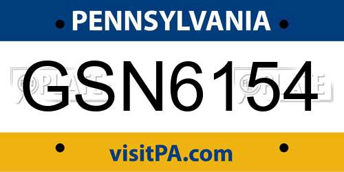 GSN6154 Pennsylvania License Plate