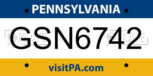 GSN6742 Pennsylvania License Plate