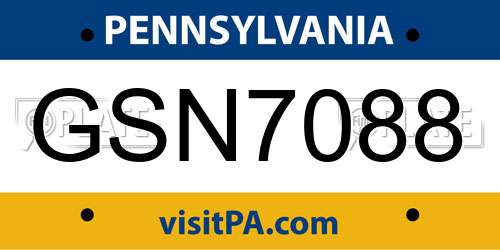 GSN7088 Pennsylvania License Plate