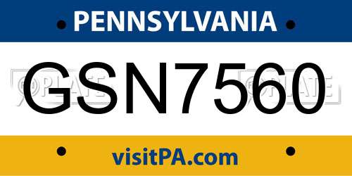 GSN7560 Pennsylvania License Plate