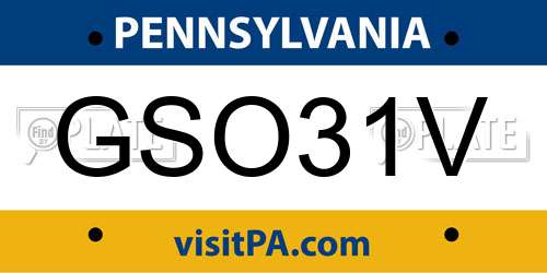 GSO31V Pennsylvania License Plate