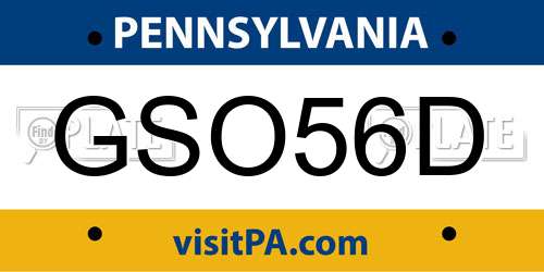 GSO56D Pennsylvania License Plate
