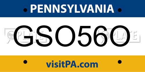 GSO56O Pennsylvania License Plate