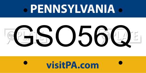 GSO56Q Pennsylvania License Plate