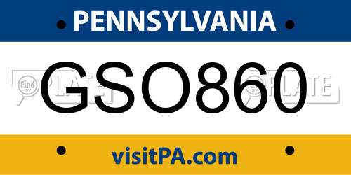 GSO860 Pennsylvania License Plate