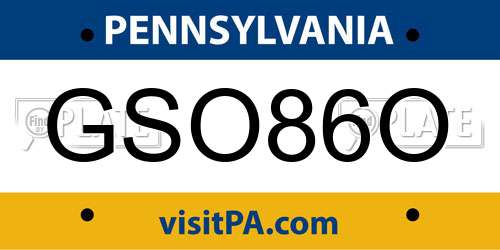 GSO86O Pennsylvania License Plate