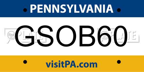 GSOB60 Pennsylvania License Plate