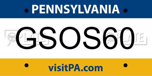GSOS60 Pennsylvania License Plate