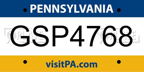 GSP4768 Pennsylvania License Plate