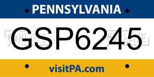 GSP6245 Pennsylvania License Plate