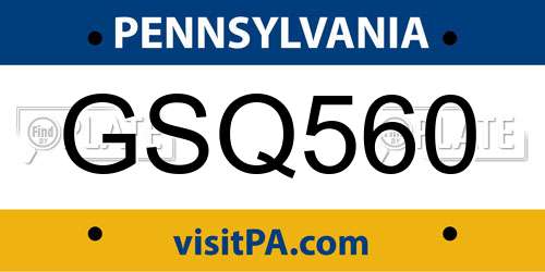 GSQ560 Pennsylvania License Plate