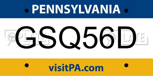 GSQ56D Pennsylvania License Plate