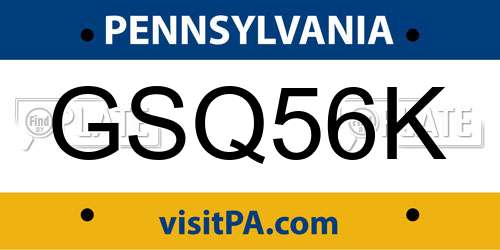 GSQ56K Pennsylvania License Plate