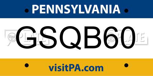 GSQB60 Pennsylvania License Plate