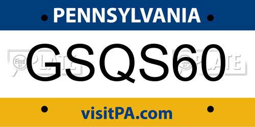 GSQS60 Pennsylvania License Plate