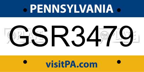 GSR3479 Pennsylvania License Plate