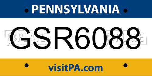 GSR6088 Pennsylvania License Plate