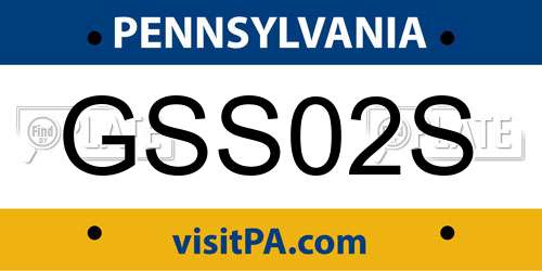 GSS02S Pennsylvania License Plate