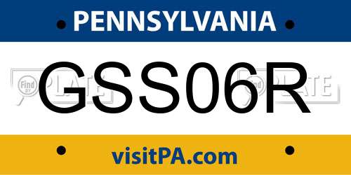 GSS06R Pennsylvania License Plate