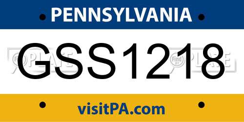 GSS1218 Pennsylvania License Plate