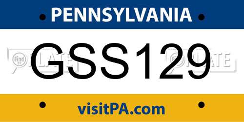 GSS129 Pennsylvania License Plate