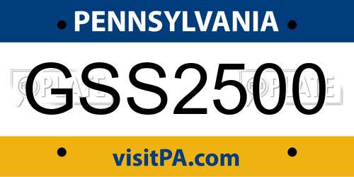 GSS2500 Pennsylvania License Plate