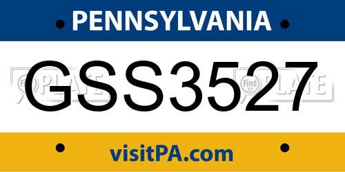 GSS3527 Pennsylvania License Plate