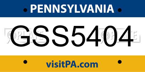 GSS5404 Pennsylvania License Plate