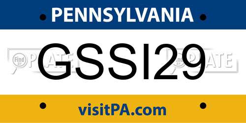 GSSI29 Pennsylvania License Plate